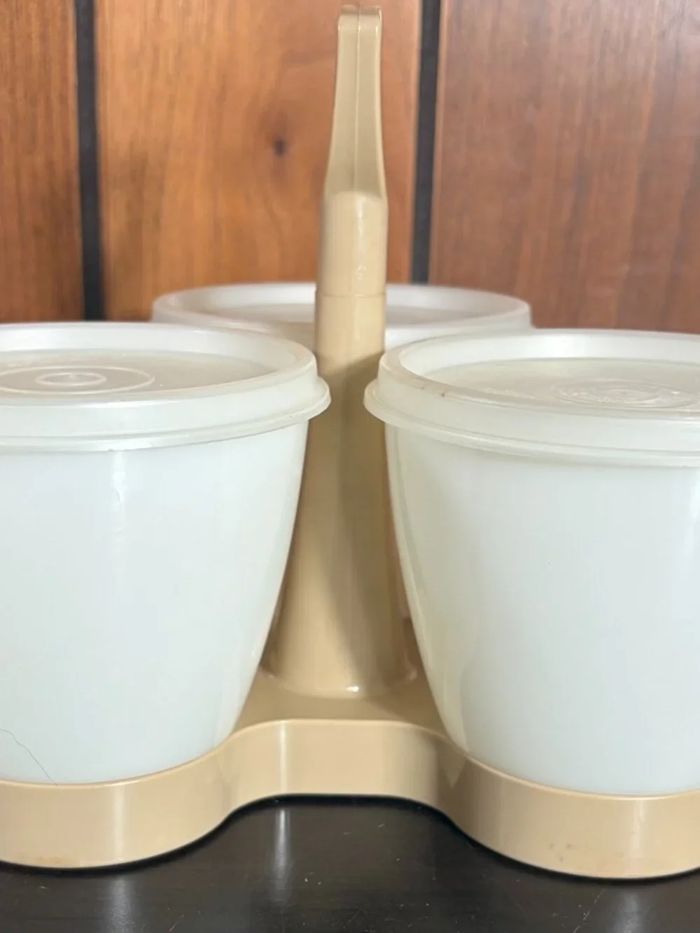 Vtg Tupperware Condiment Caddy w/ Lids Server Set #757-4 Retro Kitchen Farmhouse